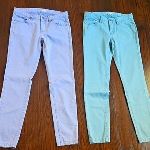 Women's Light Purple and Aqua Cotton Pants (2 Pants For $30)